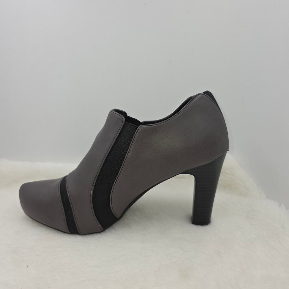 Liz & Co Grey Black High Heel Ankle Booties Womens Shoes 6M